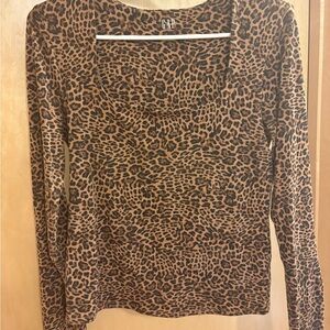 GAP Leopard Print Long Sleeve Top - Brown and Black